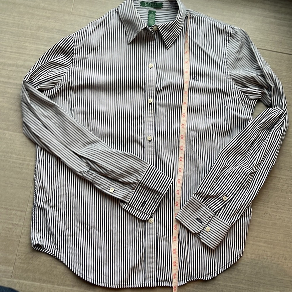 Lauren by Ralph Lauren Navy Striped Button down shirt
